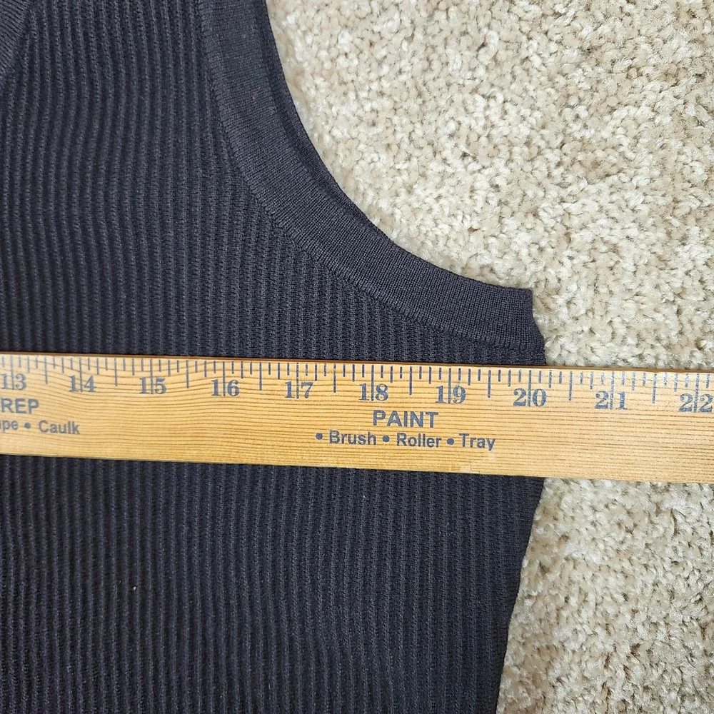 Nina Parker Tank Top Black Ribbed Knit Sleeveless Casual Scoop Neck 2X